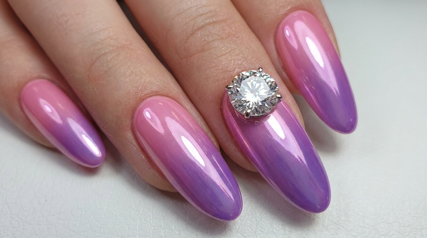Uñas Ombré Rosa y Morado Estilo Hailey Bieber — Tutorial Profesional
