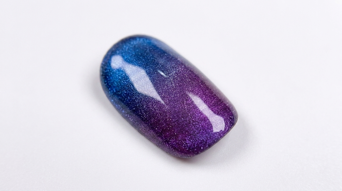 Uñas Cat-Eye Ombré en Azul y Morado: Tutorial Profesional de Degradado
