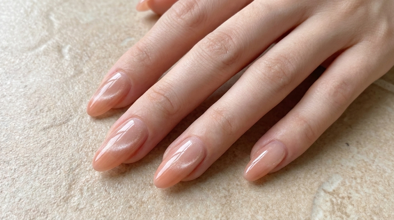 Uñas Peach Gradient con Efecto Cat-Eye Cristal — Tutorial paso a paso
