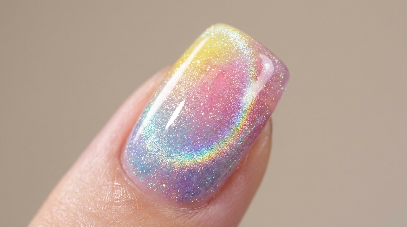 Uñas dopamina: degradado acuarela y ojo de gato — Tutorial paso a paso