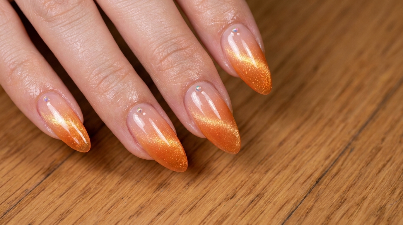 Uñas con Degradado Sunset y Efecto Cat Eye — Tutorial Artístico