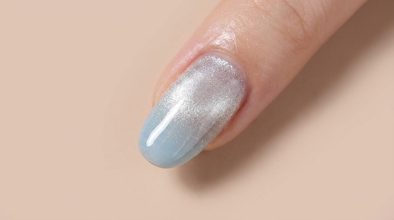 Uñas con degradado azul y efecto ojo de gato — Tutorial paso a paso