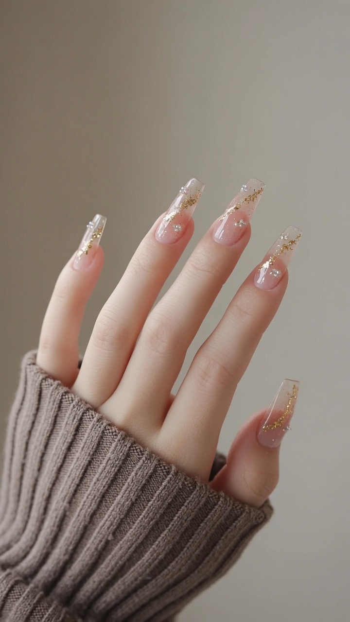 Tutorial de Nail Art con Degradado Transparente y Pan de Oro