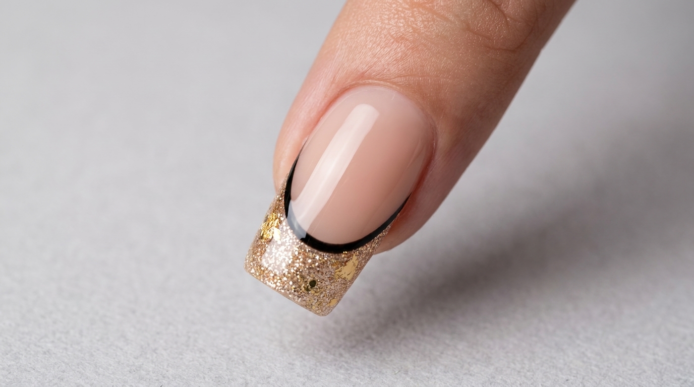 Uñas Francesas Degradadas con Purpurina y Pan de Oro — Tutorial Paso a Paso