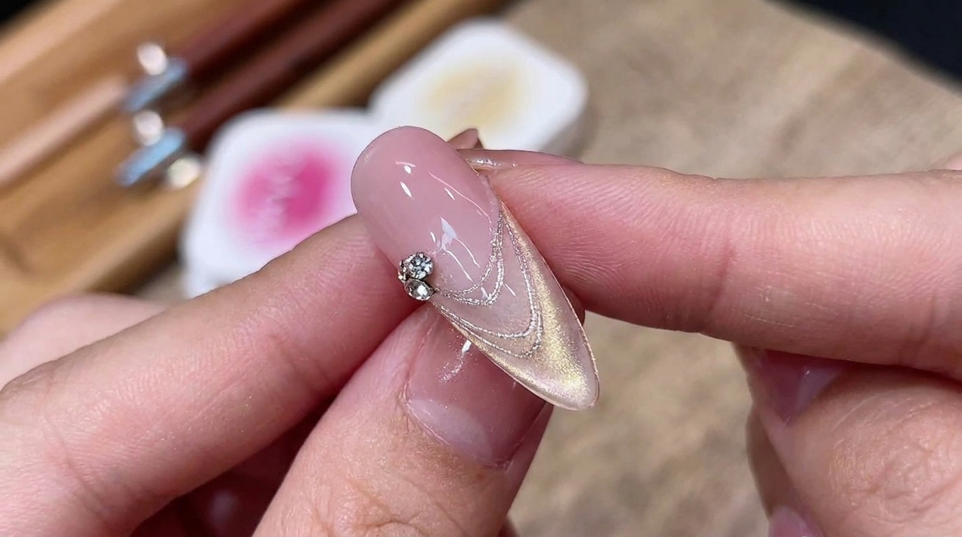 Tutorial de Nail Art Nude Gilded Illusion Moon