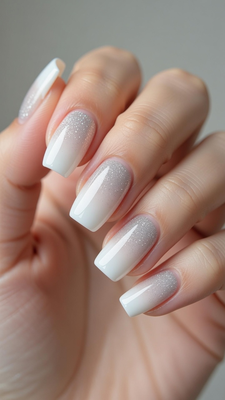 Manicura Francesa Degradada con Purpurina — Elegante Tutorial de Uñas de Gel