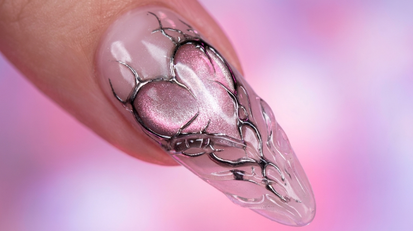 Uñas Cyber Y2K con Llamas Plateadas y Efecto Cat Eye — Tutorial Futurista