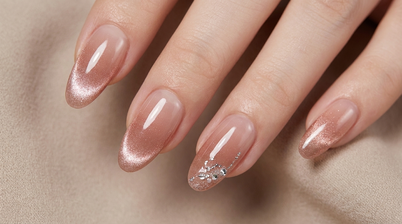 Uñas Press-On con Efecto Ojo de Gato y Degradado en Oro Rosa — Tutorial Fácil