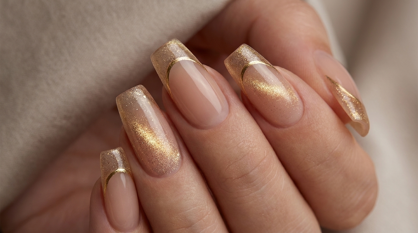 Tutorial de Lujosa Manicura Francesa Cat-Eye en Gel Dorado