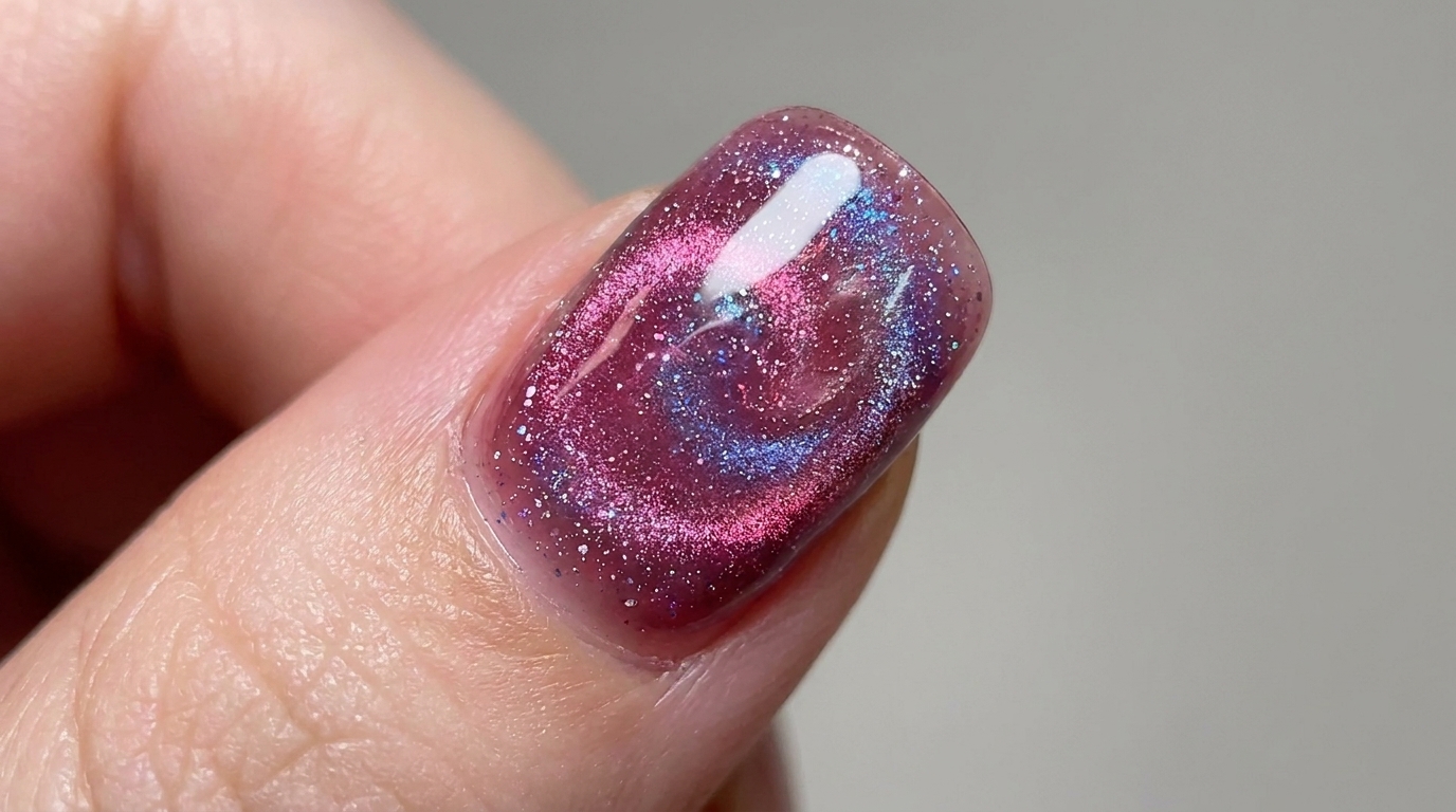 Uñas Efecto Nebulosa con Gel Rose Lychee y Ojo de Gato — Tutorial Paso a Paso