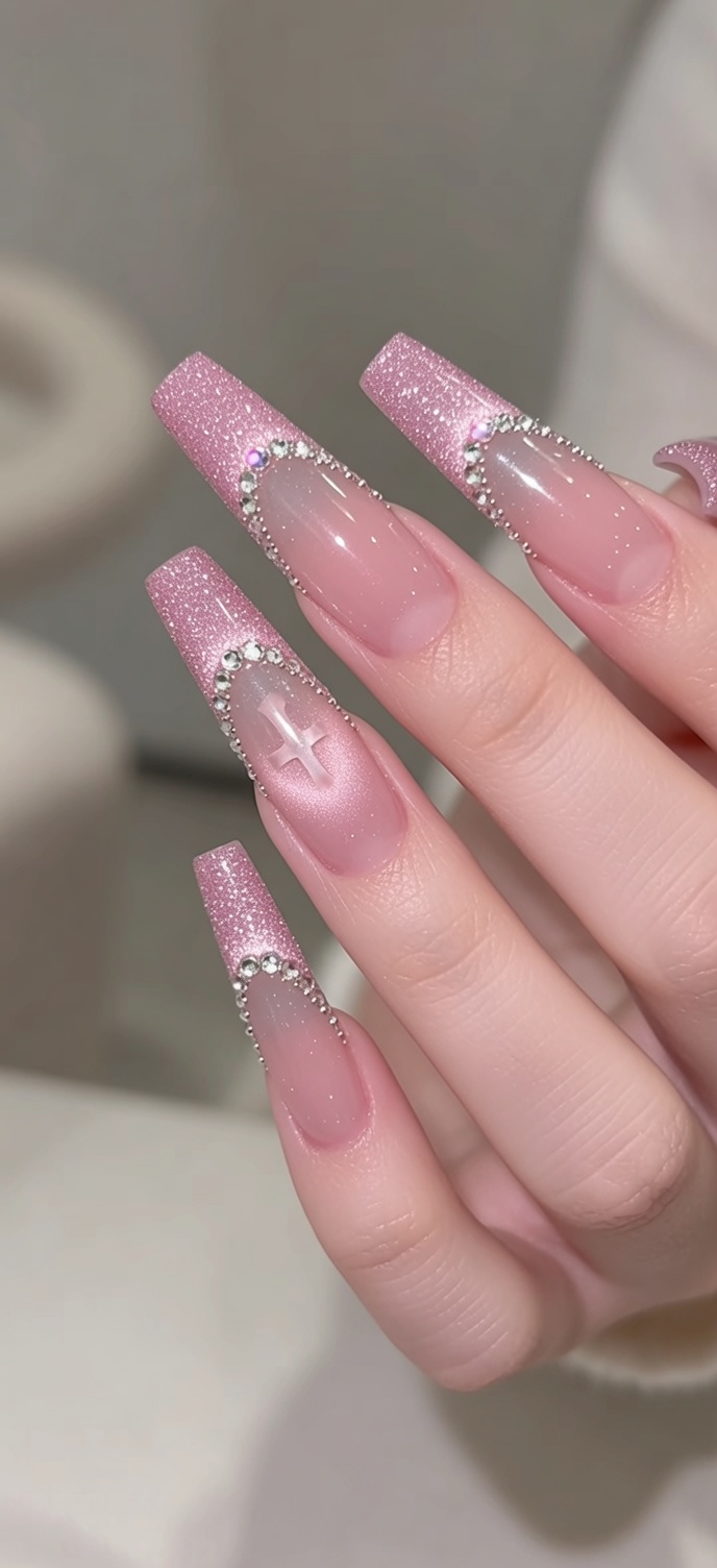 Uñas Francesas Rosa Dulce con Estilo Chrome Hearts y Efecto Blush — Tutorial Paso a Paso
