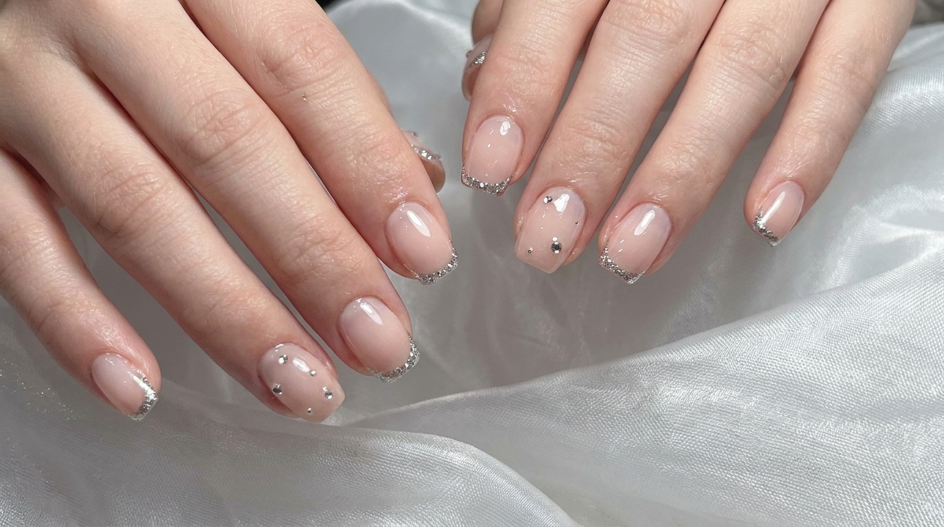 Manicura Francesa en Rosa Nude y Brillo Plateado — Tutorial Paso a Paso