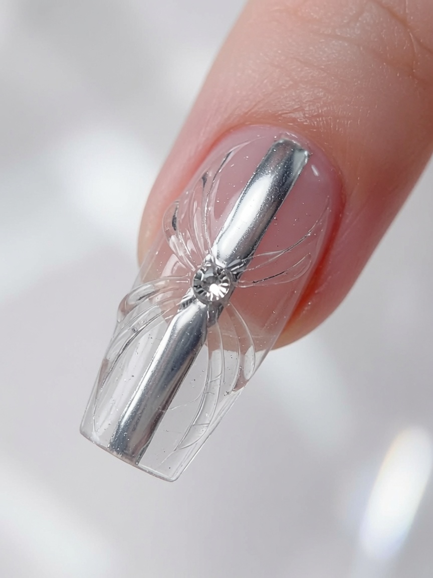 Tutorial de uñas: Diseño 3D con relieve cromado y remolinos