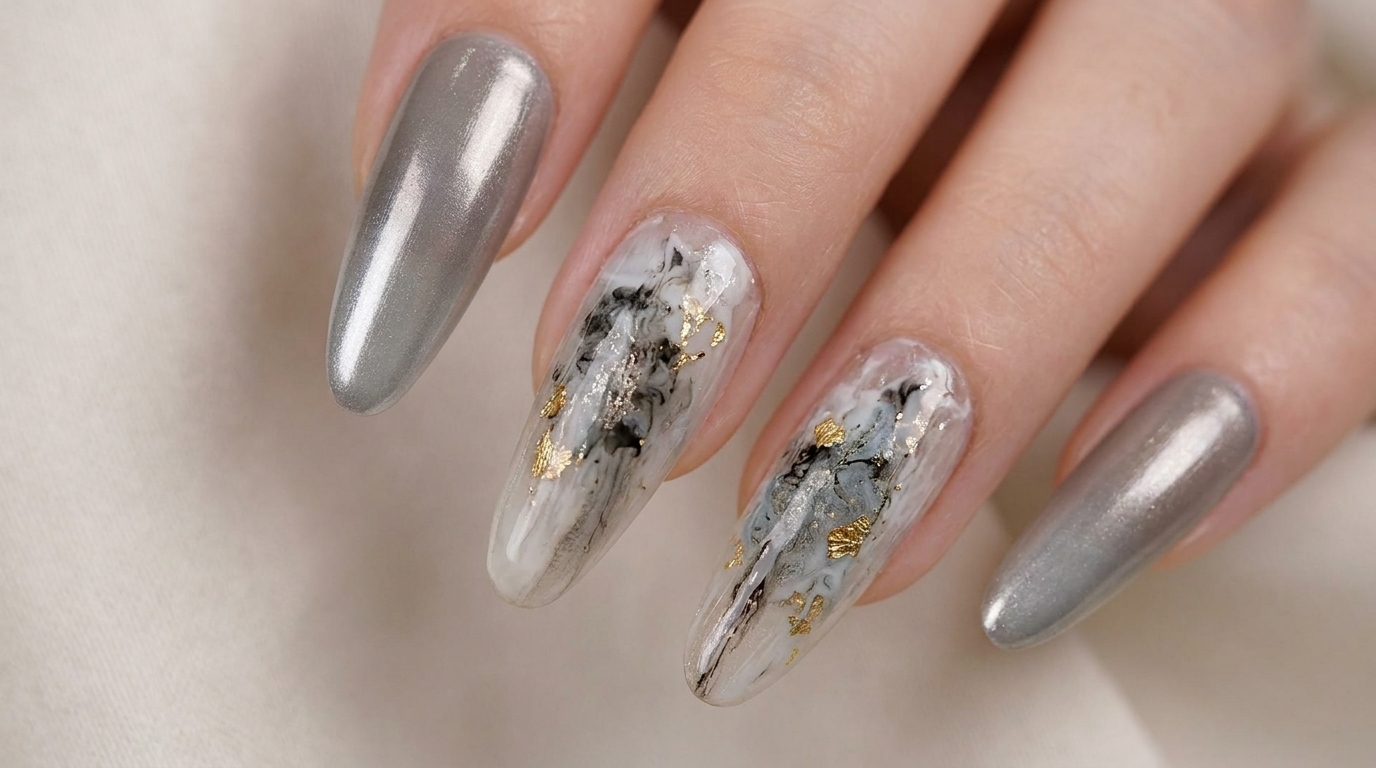 Tutorial de Manicura: Degradado Cromado y Efecto Mármol
