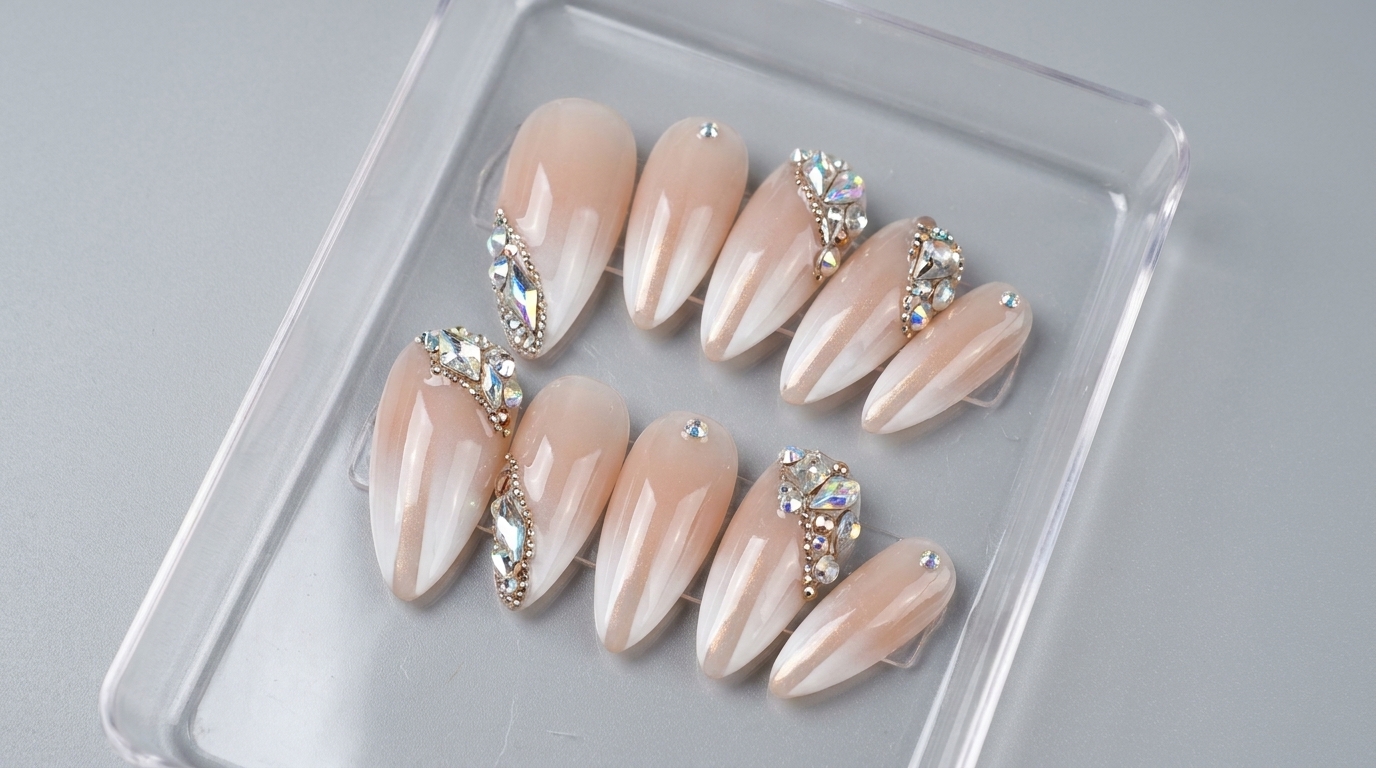 Exquisitas Uñas con Degradado Aerografiado y Pedrería