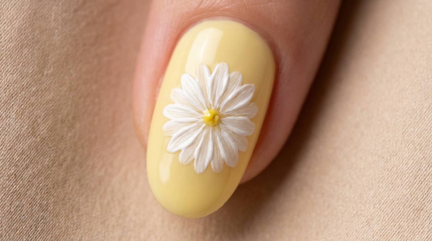 Nail Art de Margaritas a Mano Alzada en Gel — Tutorial Paso a Paso