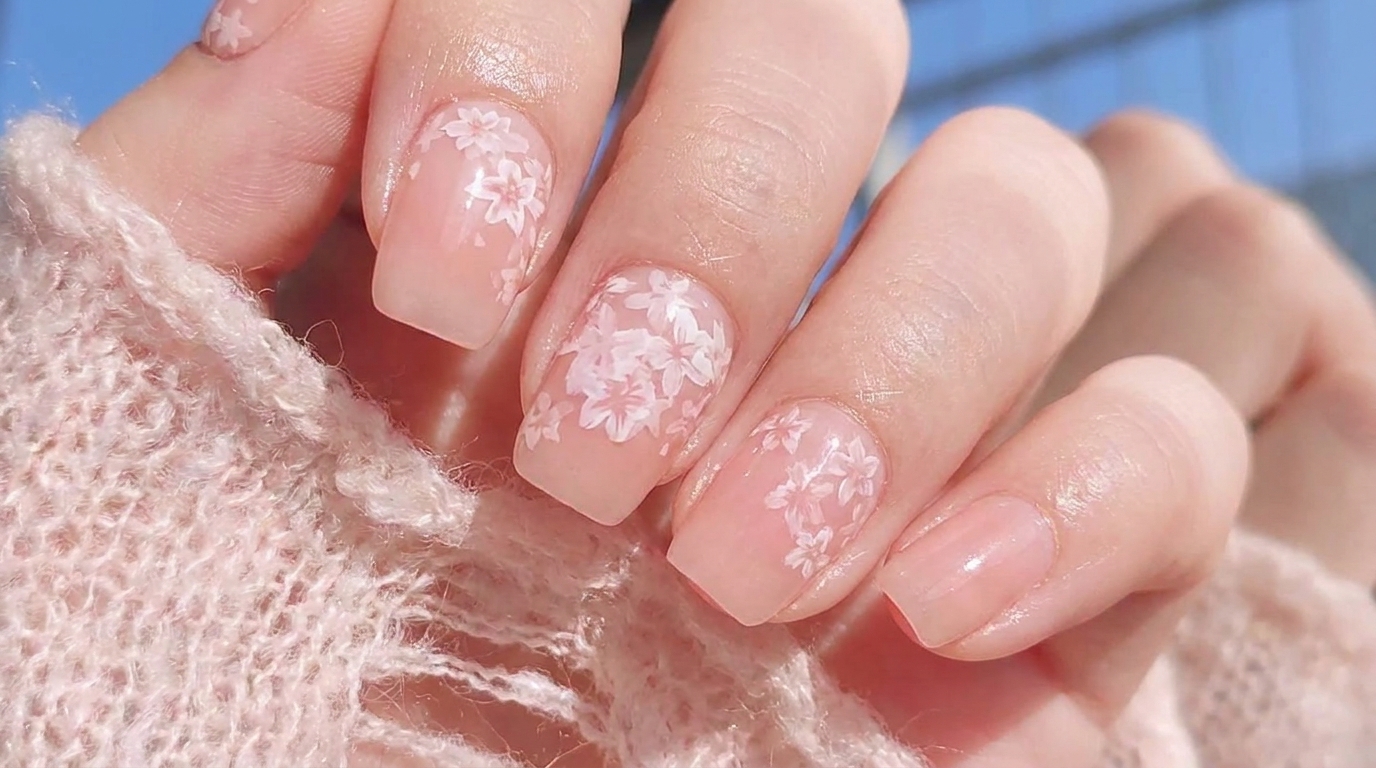 Tutorial de Uñas Sakura: Flores de Cerezo Pintadas a Mano