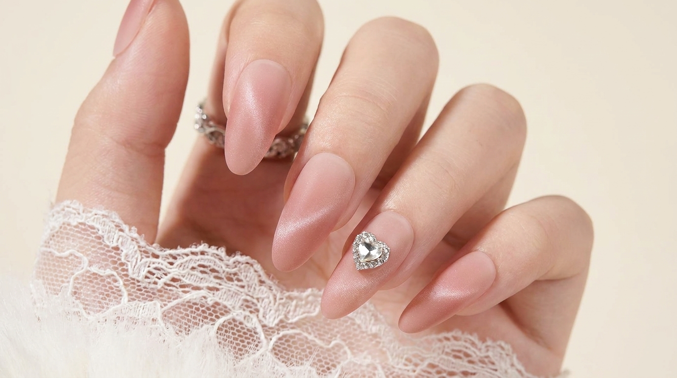 Uñas Press-On Efecto Cat Eye Mate con Degradado Nude — Exhibición de Estilo