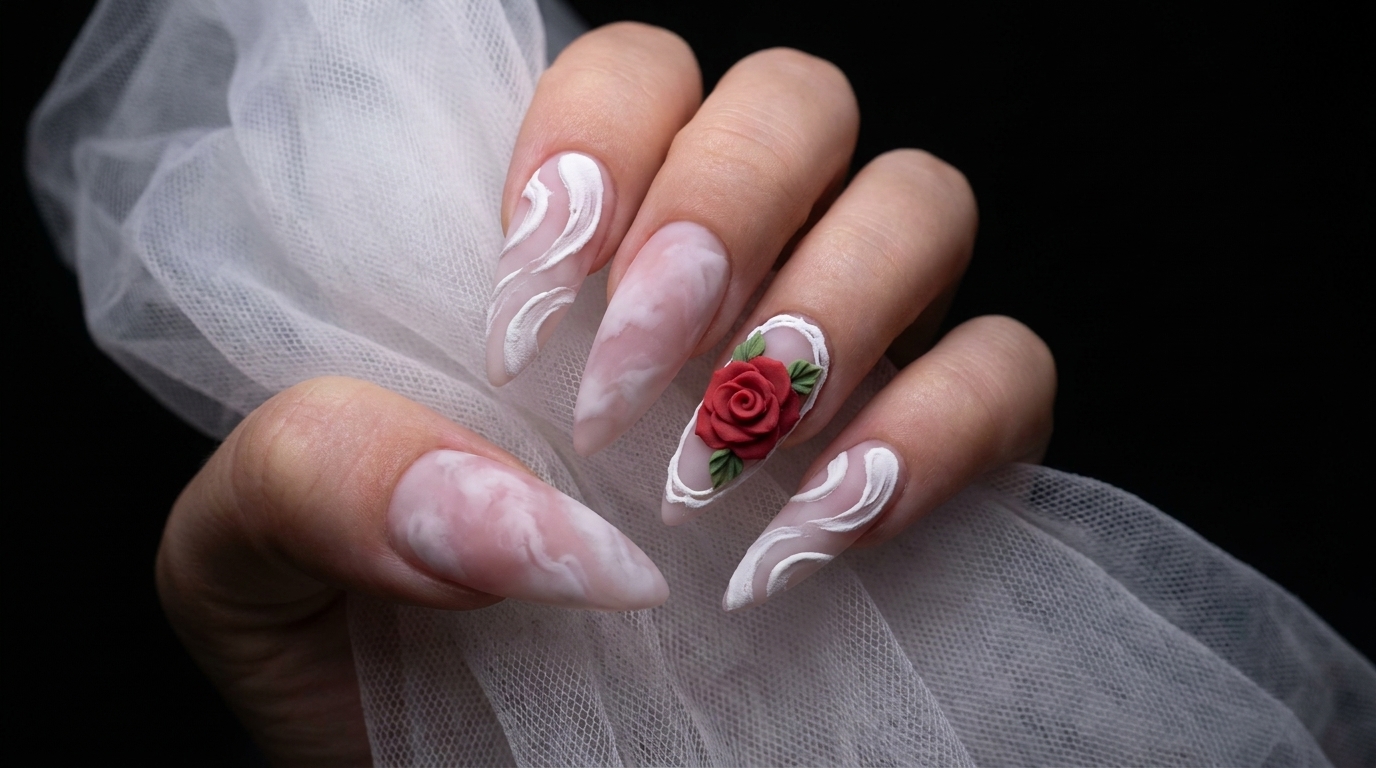 Diseño de Uñas con Rosa de Gel Plaster y Relieves en 3D — Tutorial Paso a Paso
