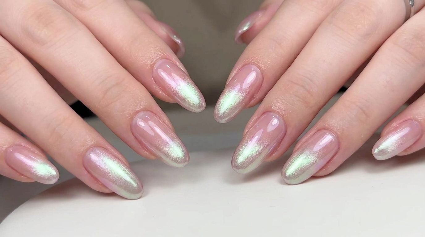 Uñas Cat-Eye con Degradado Aurora: Tutorial de Brillo Elegante