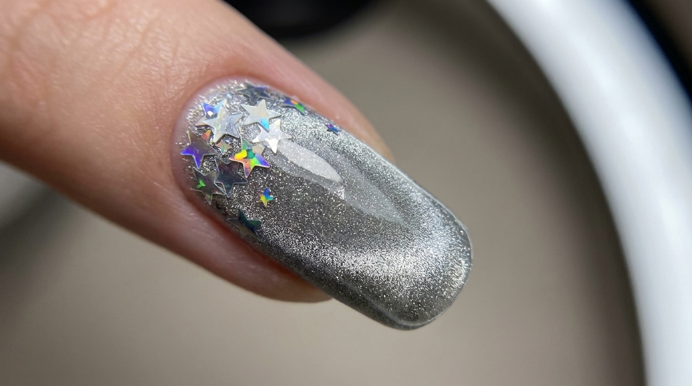 Uñas Cat-Eye con Estrellas y Lentejuelas — Tutorial paso a paso