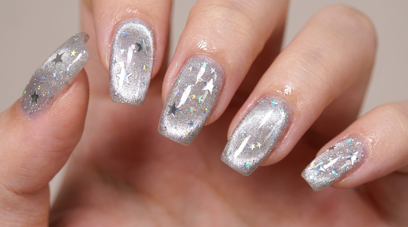 Uñas Galácticas con Efecto Cat Eye y Estrellas — Tutorial Paso a Paso