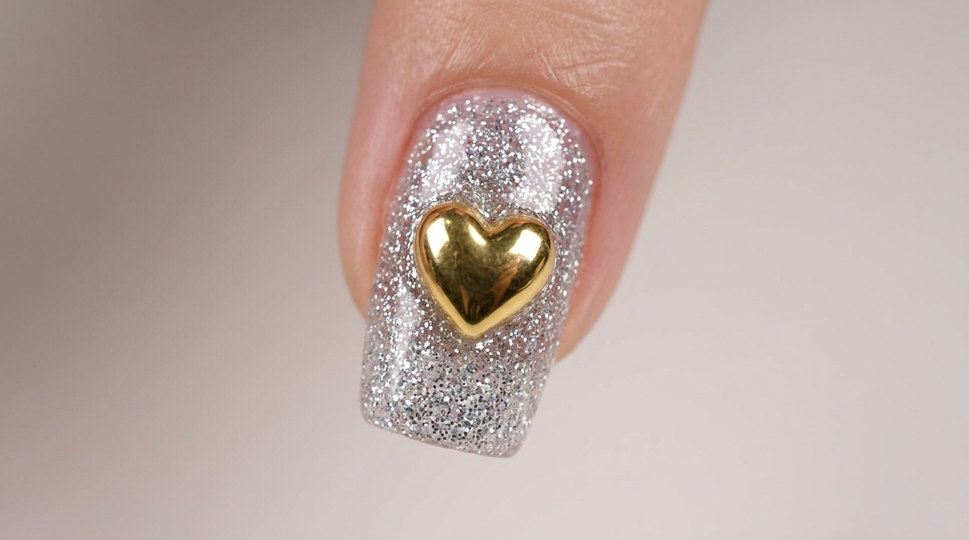 Uñas con Corazón Metálico y Gel — Tutorial Paso a Paso para Principiantes
