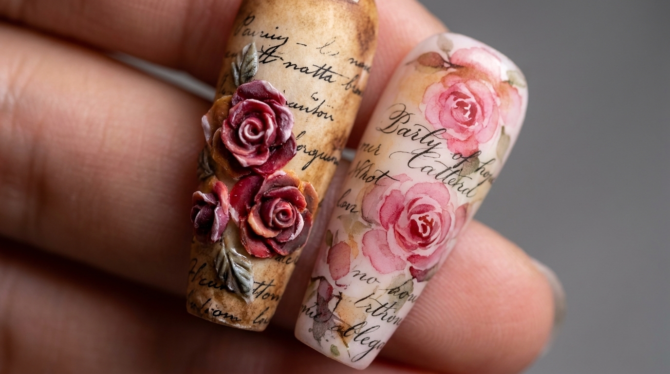Diseño de Uñas Romántico: Tutorial de Rosas en 3D y Efecto Acuarela