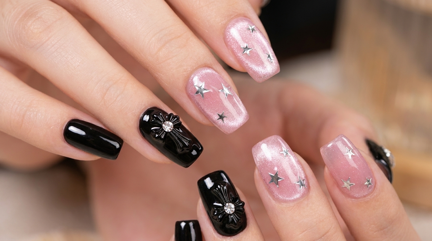 Diseño de Uñas Sweet and Cool con Dije de Cruz — Tutorial Paso a Paso