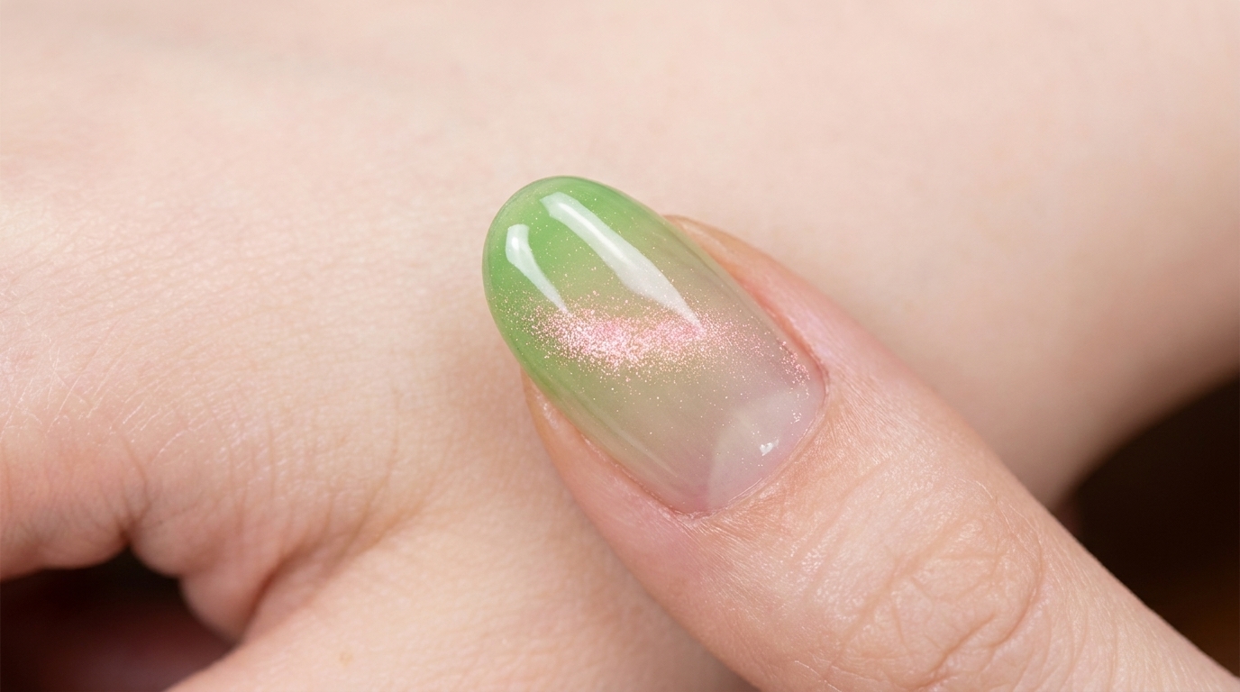 Uñas Degradadas Verde Melón con Efecto Ojo de Gato — Tutorial Paso a Paso