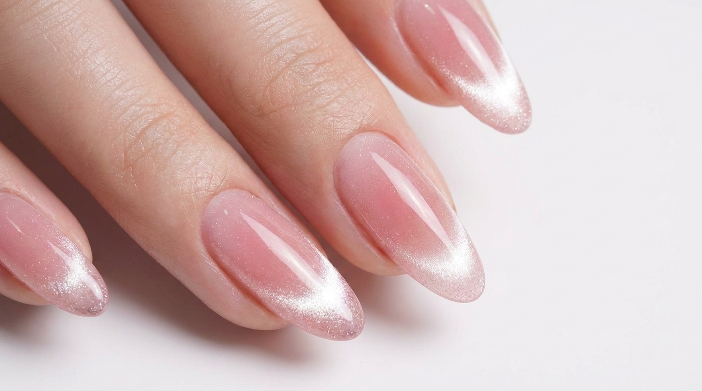 Manicura Francesa 'Blush Cat-Eye' — Tutorial de Brillo Elegante