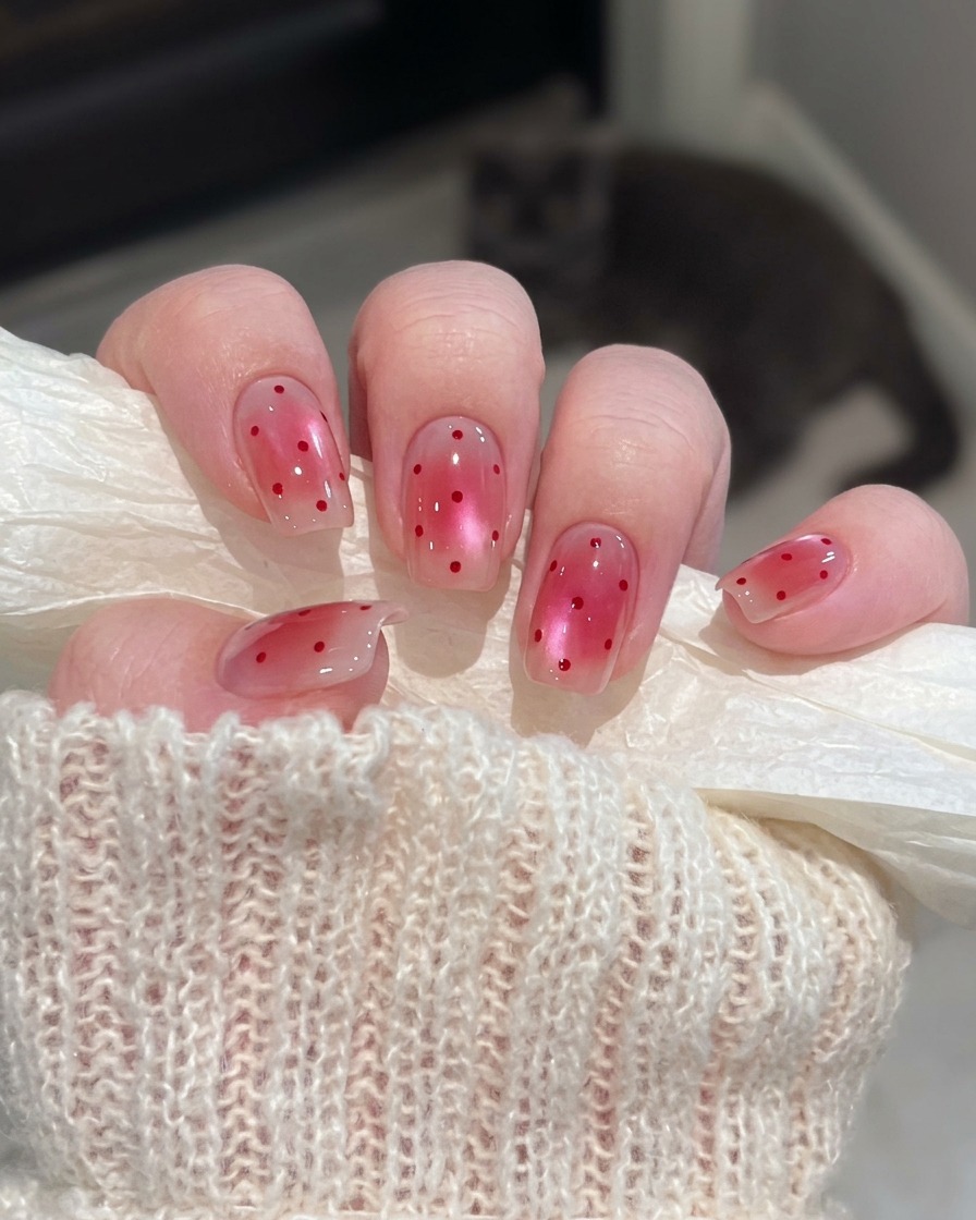 Una mano con las uñas cubiertas de gel base reposando bajo una lámpara UV profesional para uñas.