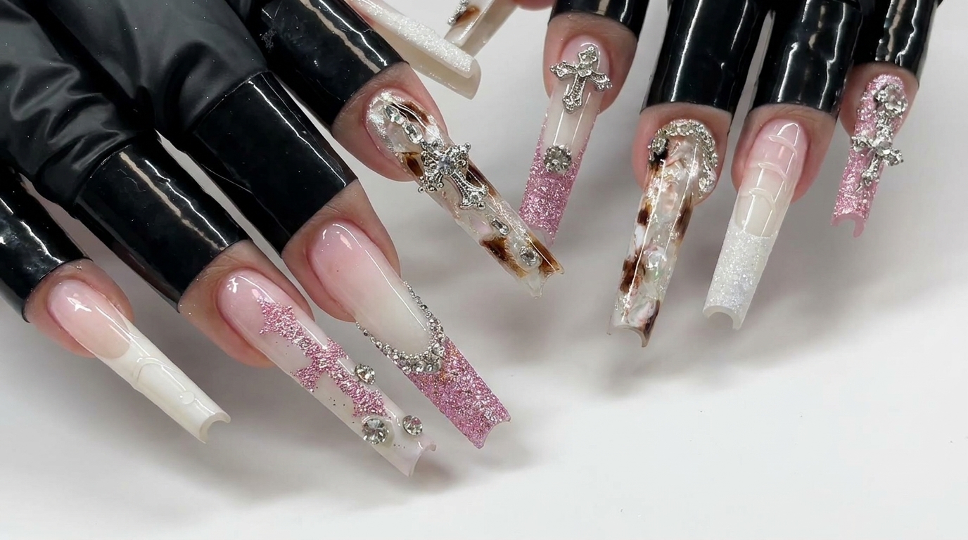 Uñas de Gel con Estampado de Leopardo y Purpurina Rosa: Tutorial de Lujo