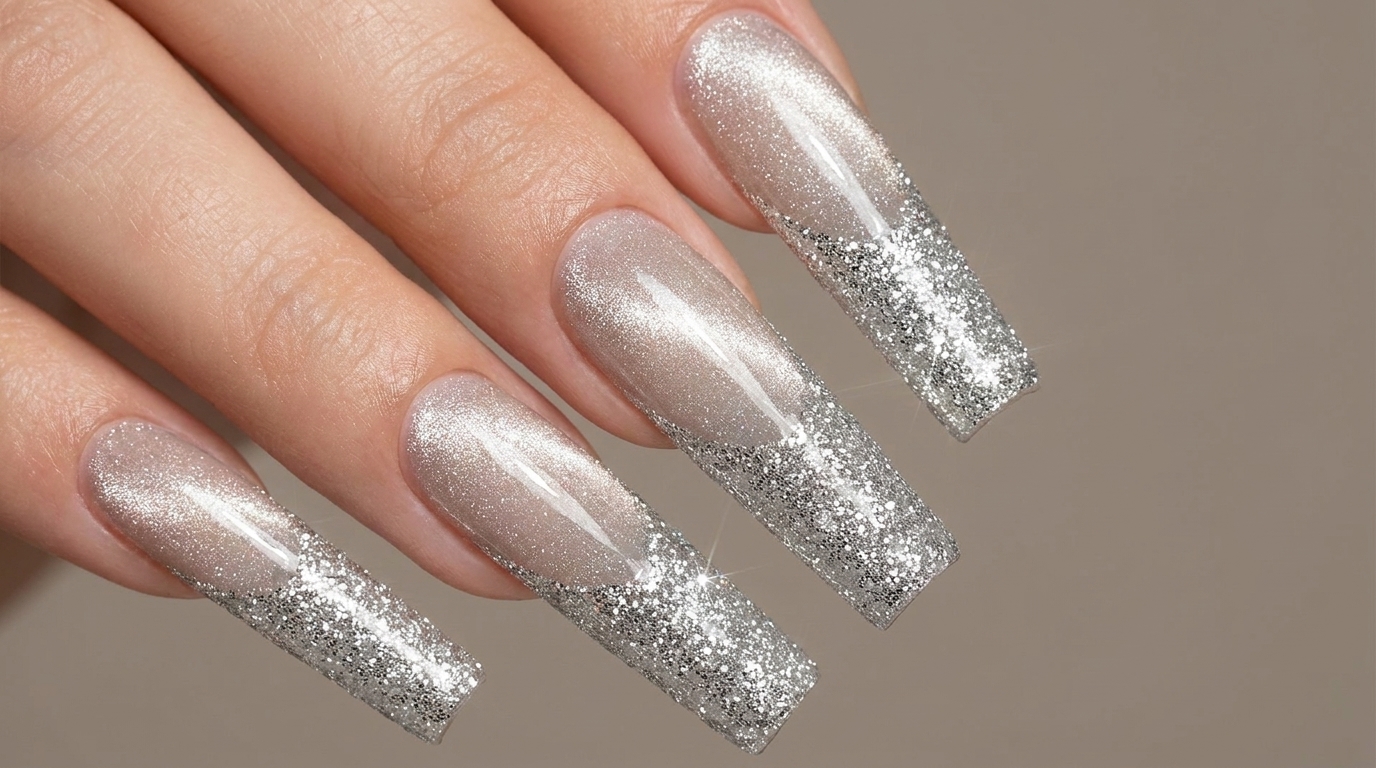 Manicura Francesa con Brillo y Efecto Ojo de Gato — Tutorial de Lujo