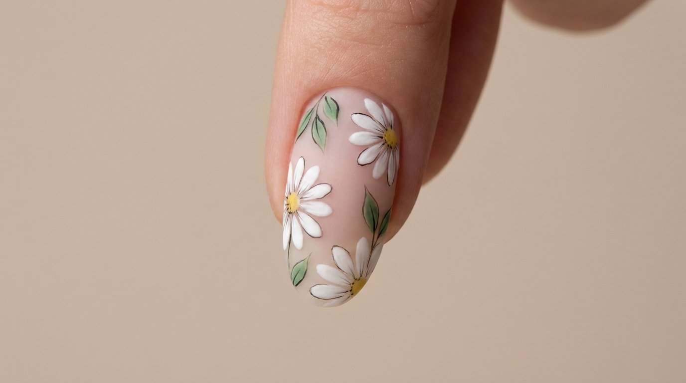 Diseño de Uñas con Margaritas — Tutorial Paso a Paso