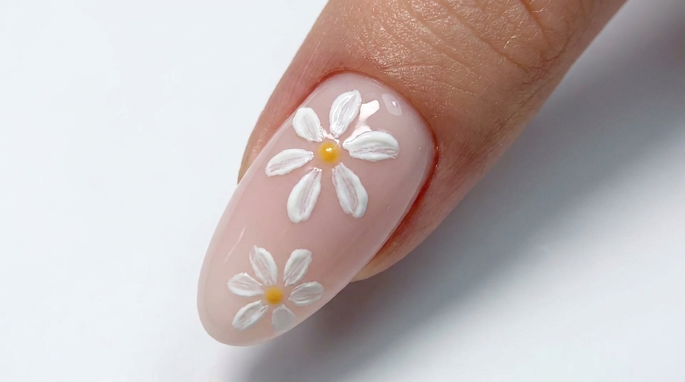 Diseño de Uñas con Margaritas — Tutorial Paso a Paso para Principiantes