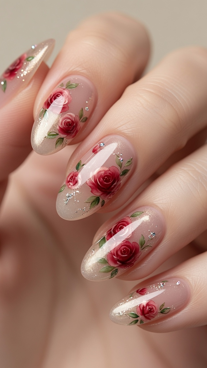 Tutorial de Nail Art: Flores sobre Champán Cat-Eye