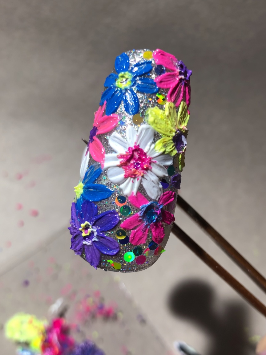 Arte de uñas floral en 3D con relieve — Tutorial paso a paso