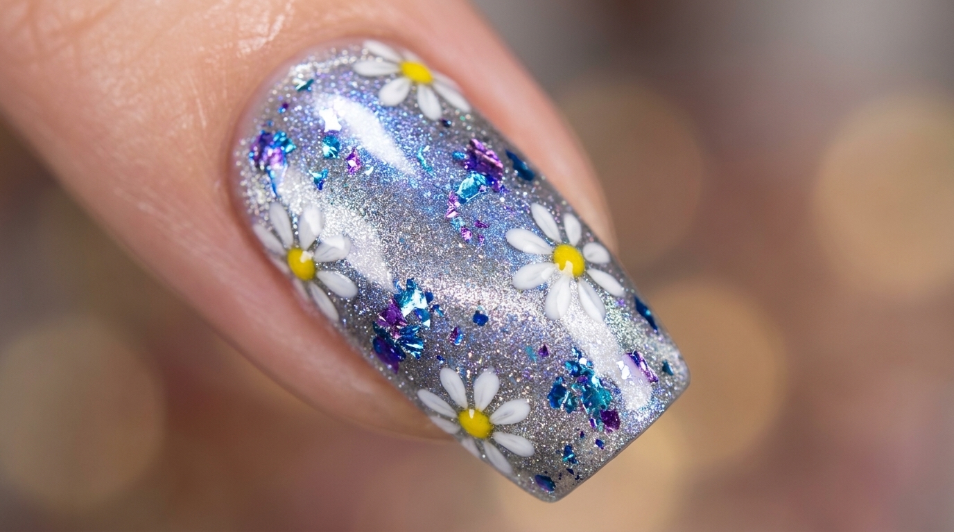 Diseño de Uñas Daisy Cloud Brocade: Tutorial de Gel Floral