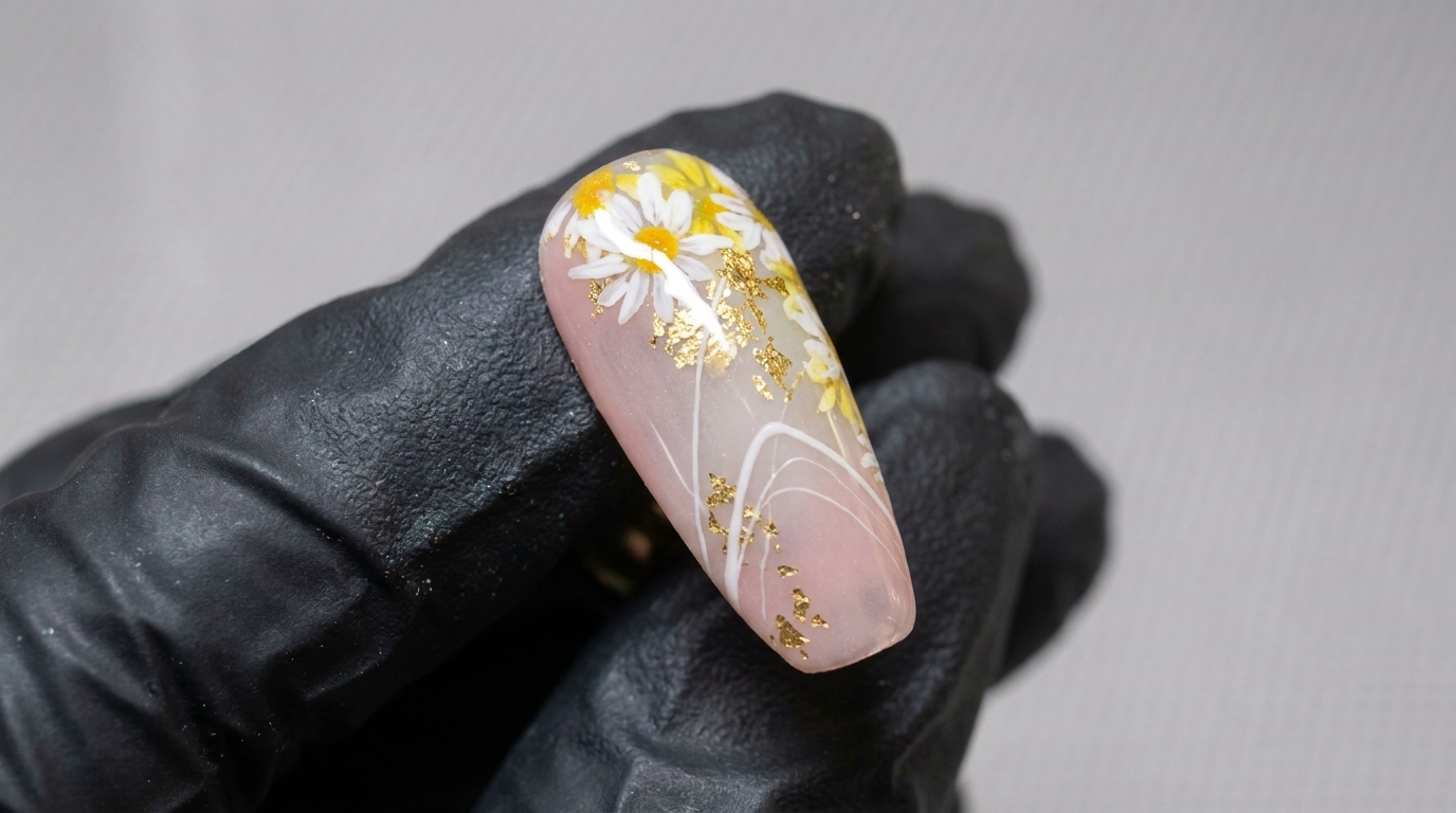 Tutorial de Uñas de Gel: Daisy Pink y Pan de Oro
