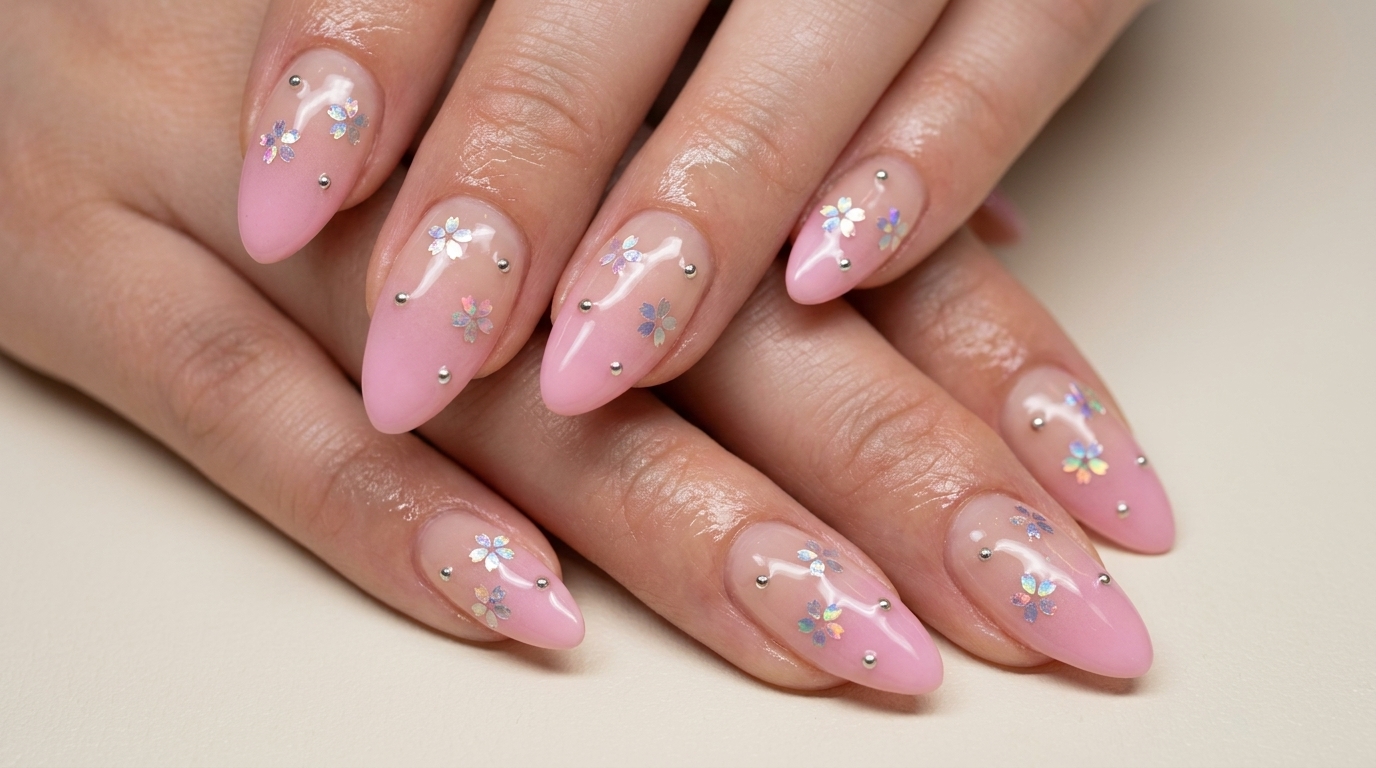 Manicura de Flores de Cerezo en Degradado — Tutorial de Diseño Floral