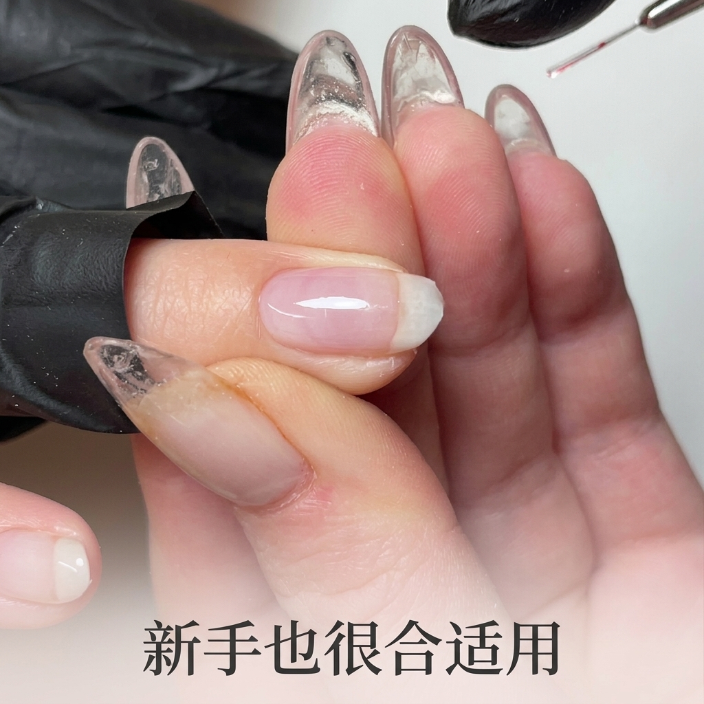 Una mano curando las uñas dentro de una lámpara LED profesional.