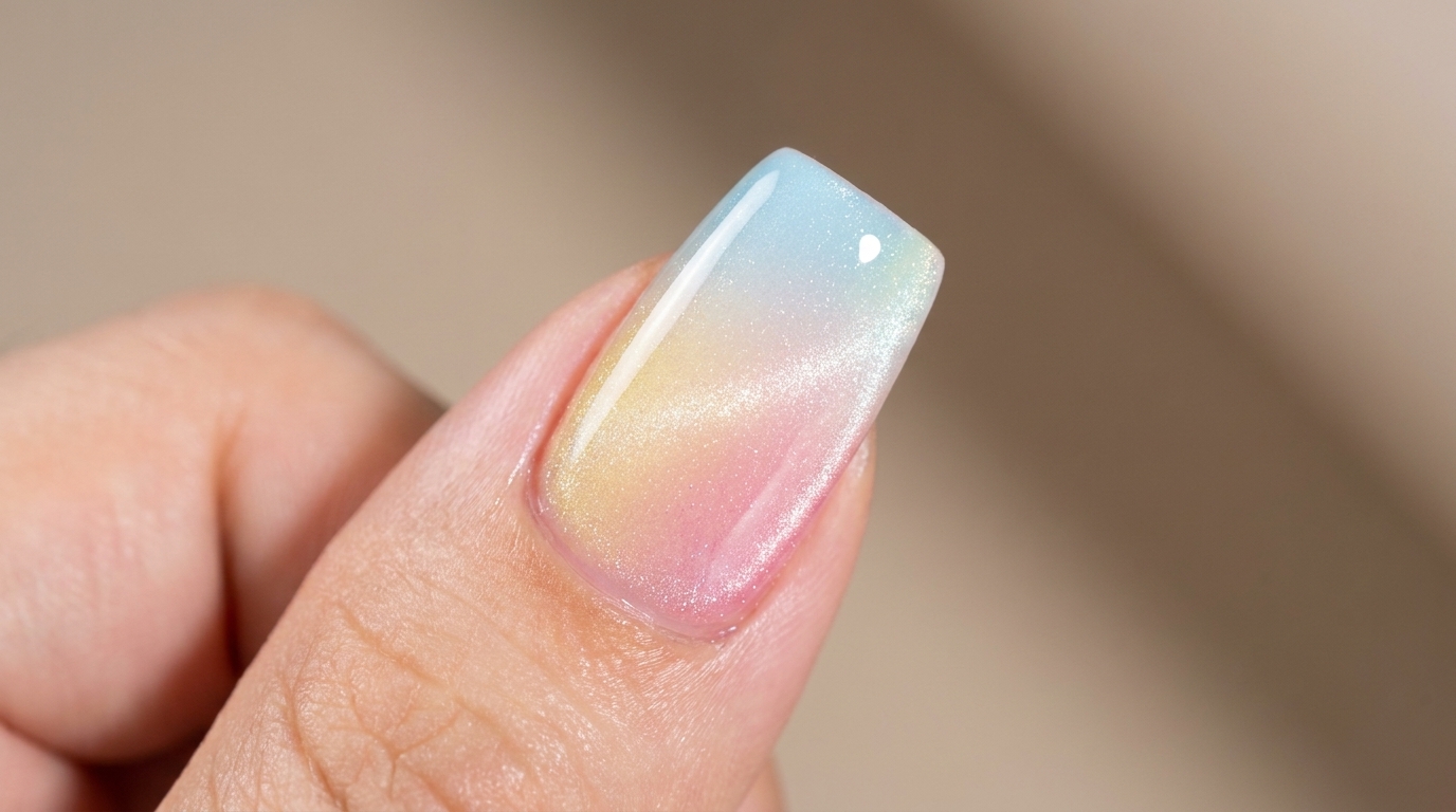Uñas de Gel Ojo de Gato con Degradado Colorido — Tutorial Paso a Paso
