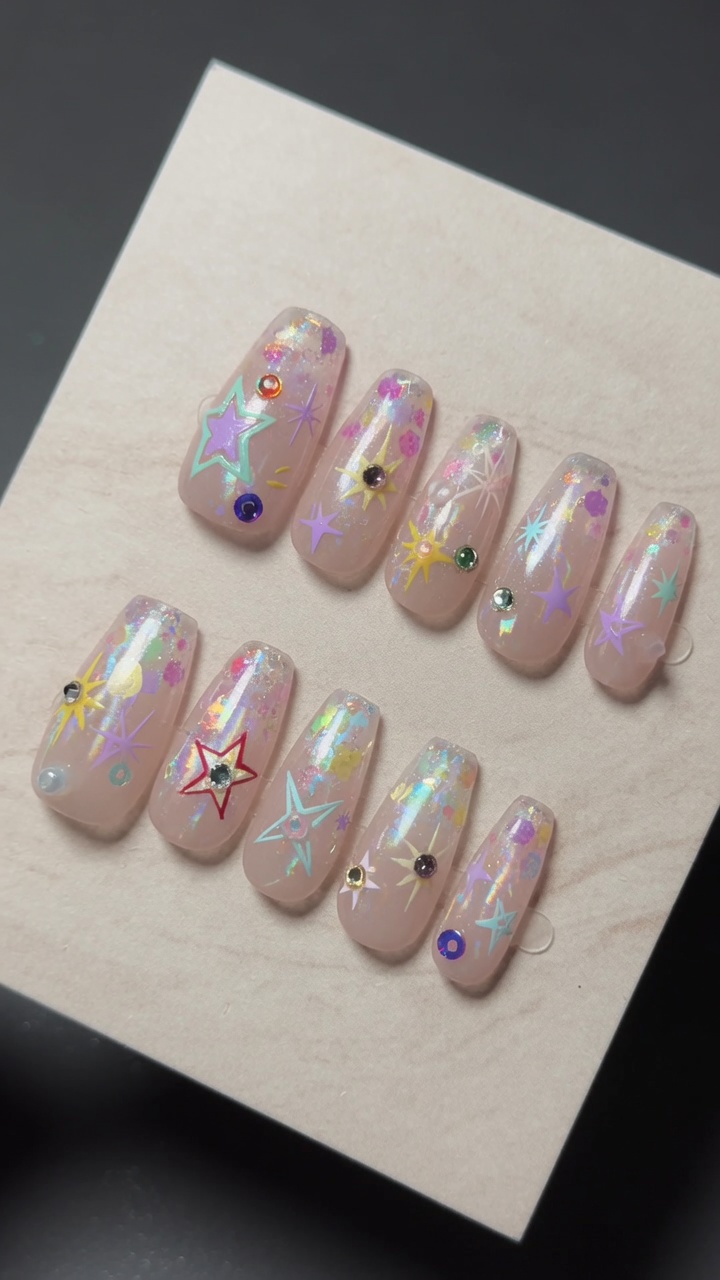 Uñas con Estrellas Láser Aurora — Tutorial DIY Brillante