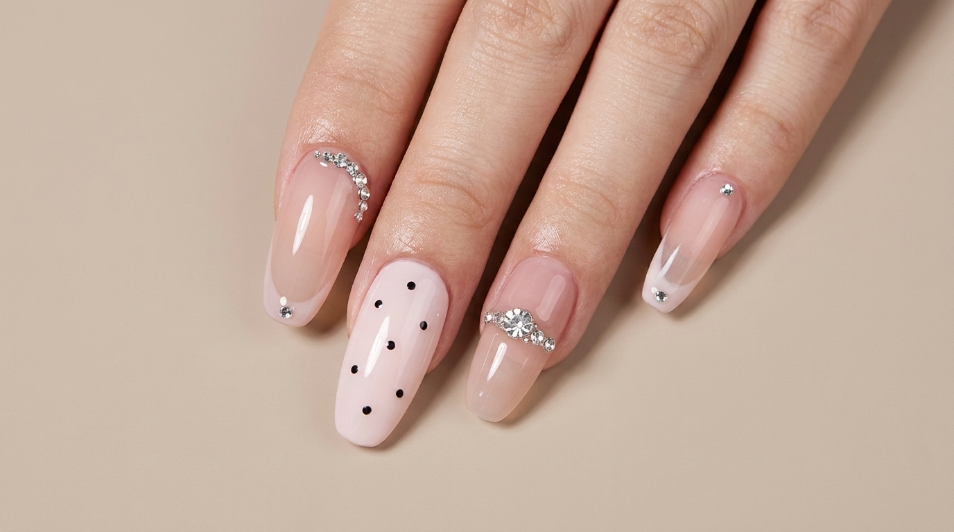 Manicura de Gel en Rosa Nude con Detalles de Pedrería — Tutorial Paso a Paso
