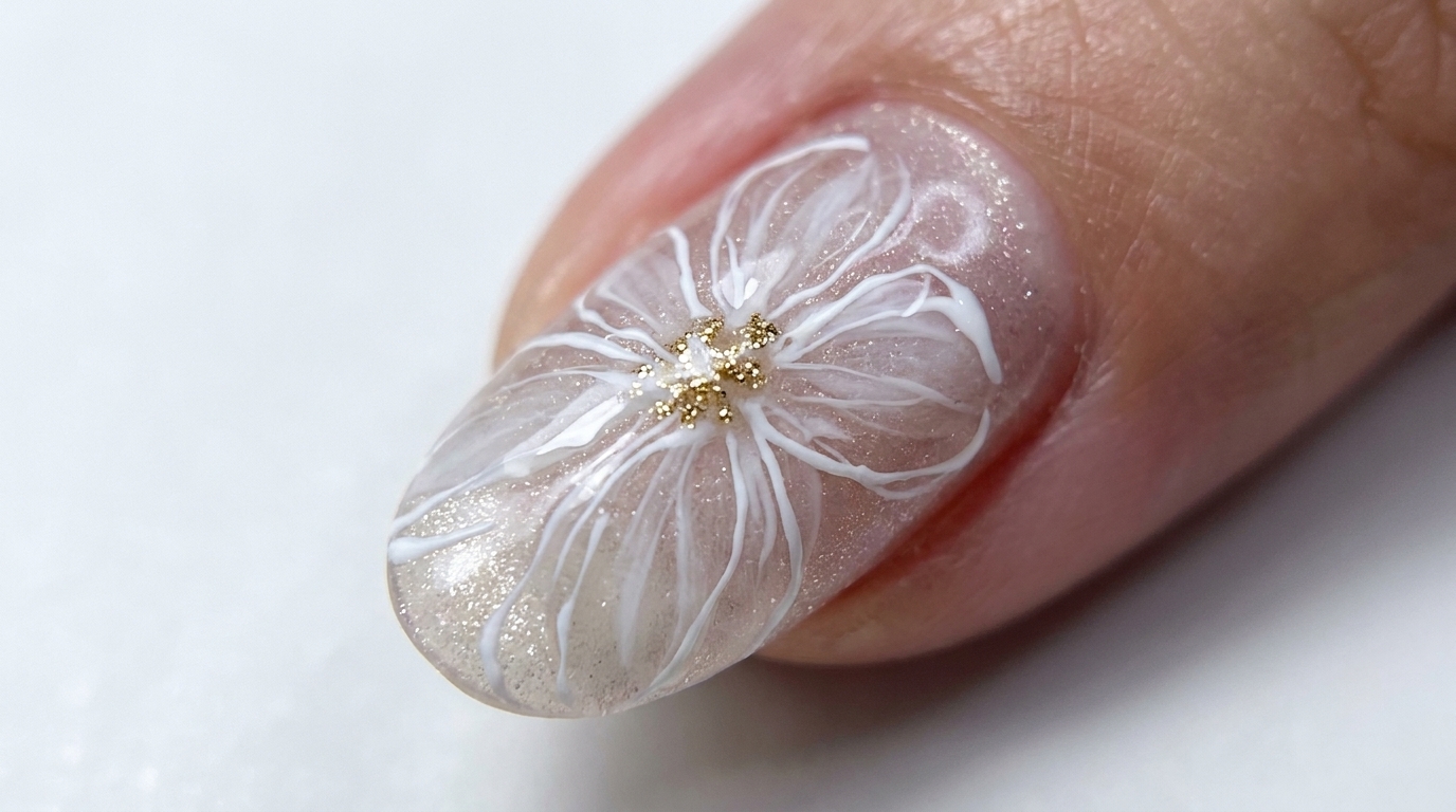 Arte de Uñas con Flores Blancas en Capas — Tutorial Paso a Paso
