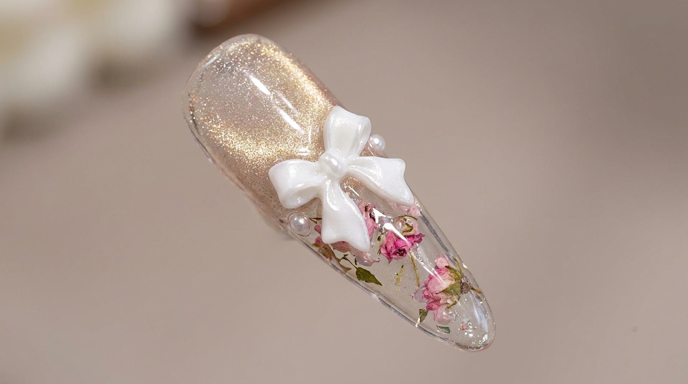 Diseño de Uñas con Rosas Encapsuladas — Tutorial Floral 3D Elegante