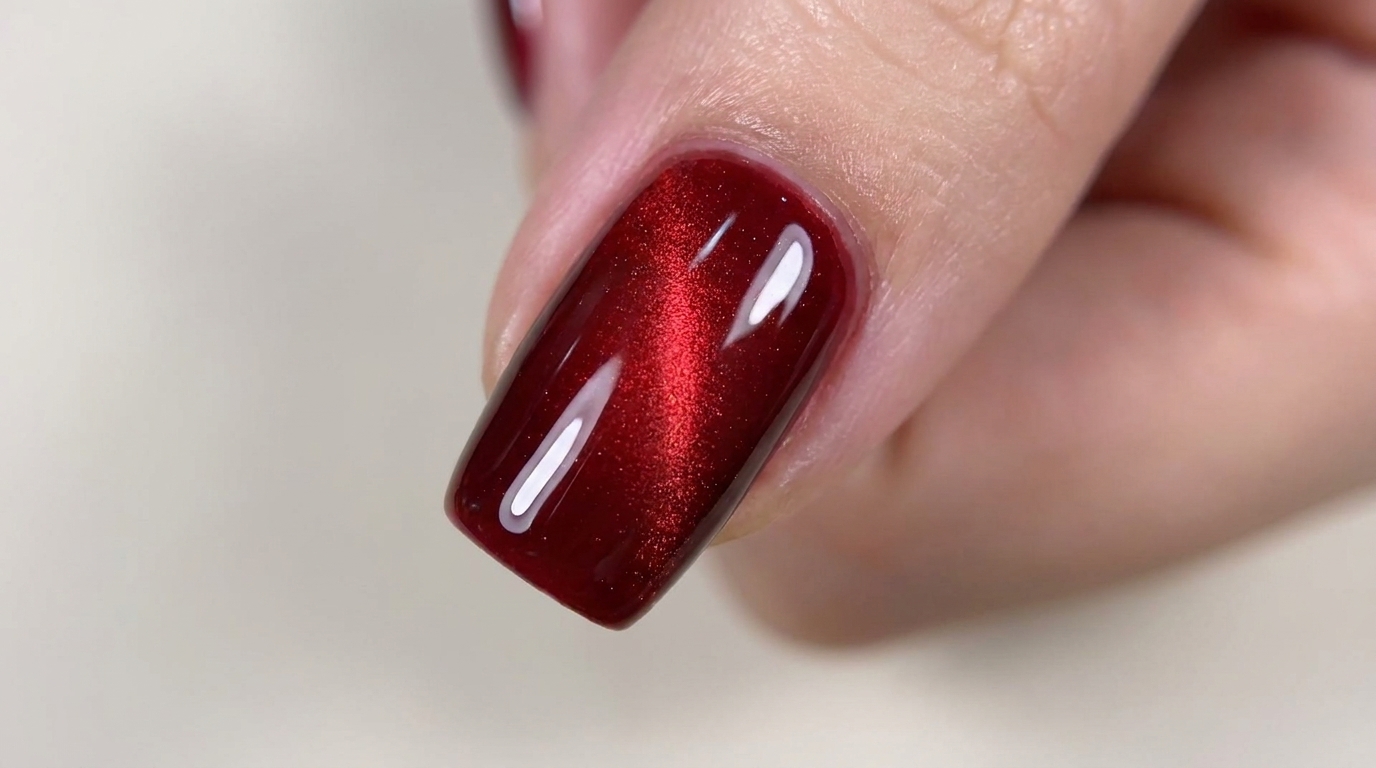 Uñas de Gel Ombré Ojo de Gato en Rojo — Tutorial Profesional de Salón