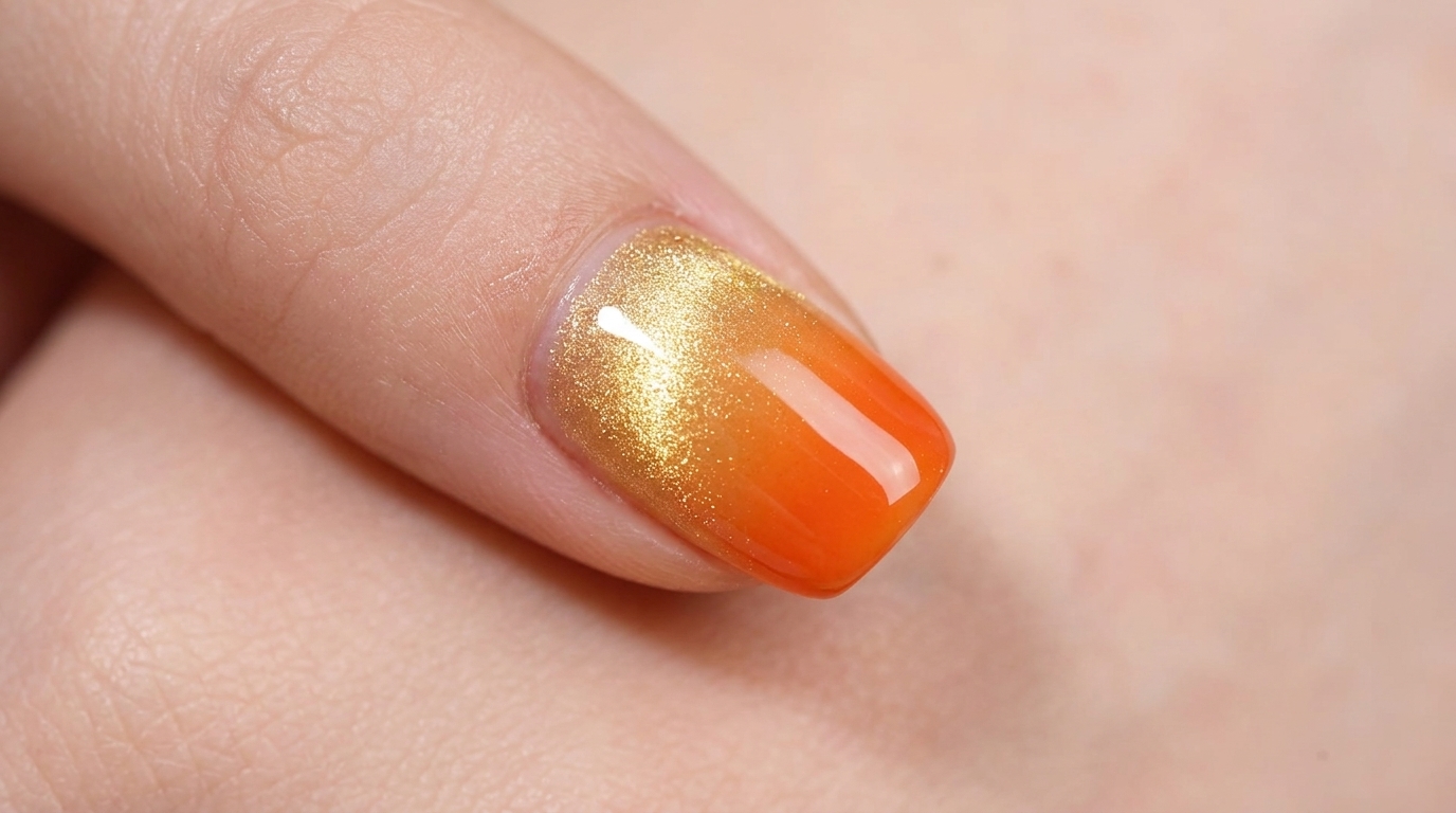 Uñas Degradadas Naranja Atardecer con Efecto Ojo de Gato — Tutorial Paso a Paso