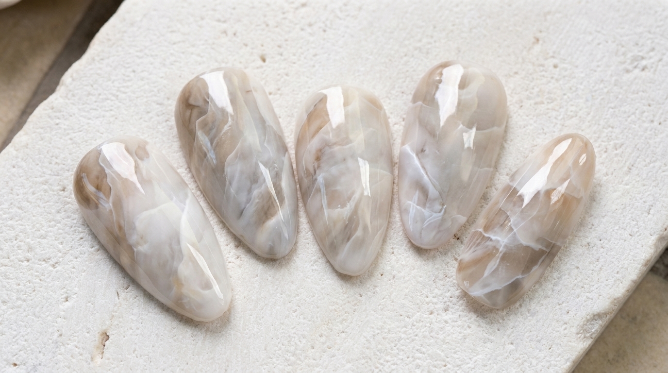 Uñas de Gel Efecto Mármol Japonés en Capas — Tutorial de Diseño de Piedra Elegante